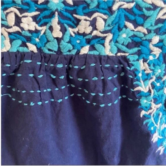 Peek Little Peanut dress navy boho embroidered shift - Picture 2 of 7